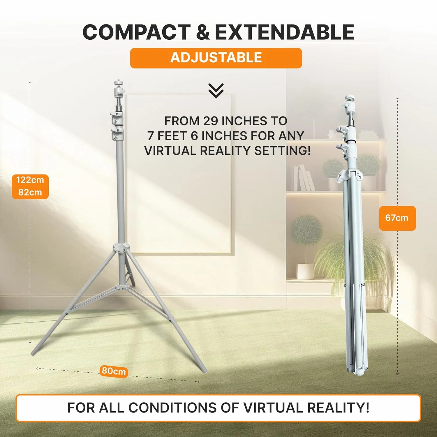 Skywin VR Tripod Stand, White HTC Vive Base Station Compatible Sensor Stand and Base Station Mount for Vive Sensors or Oculus Rift Constellation (2 Stands)
