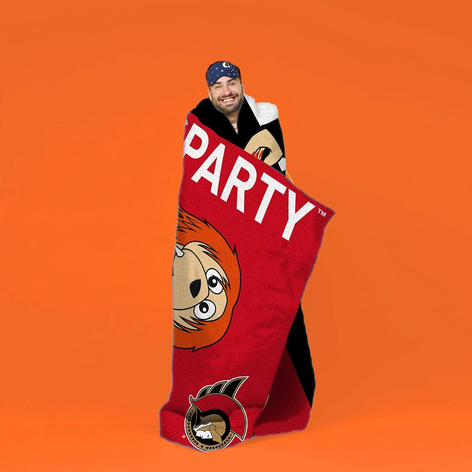 Sleep Squad Ottawa Senators Sparty 60 x 80 Raschel Plush Blanket an NHL Mascot Super-Soft Throw
