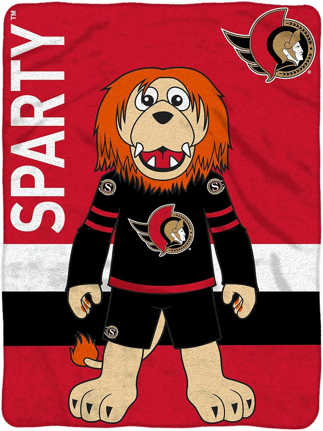 Sleep Squad Ottawa Senators Sparty 60 x 80 Raschel Plush Blanket an NHL Mascot Super-Soft Throw