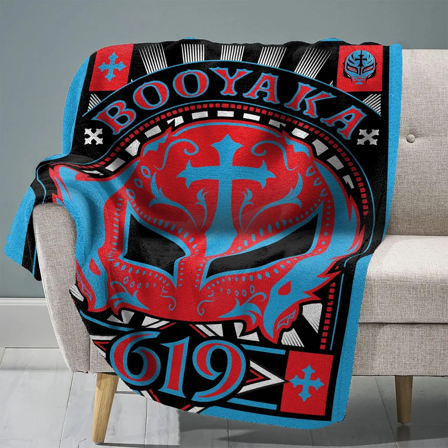 Sleep Squad WWE Rey Mysterio 60 x 80 Raschel Plush Blanket Wrestling Legend Super-Soft Throw