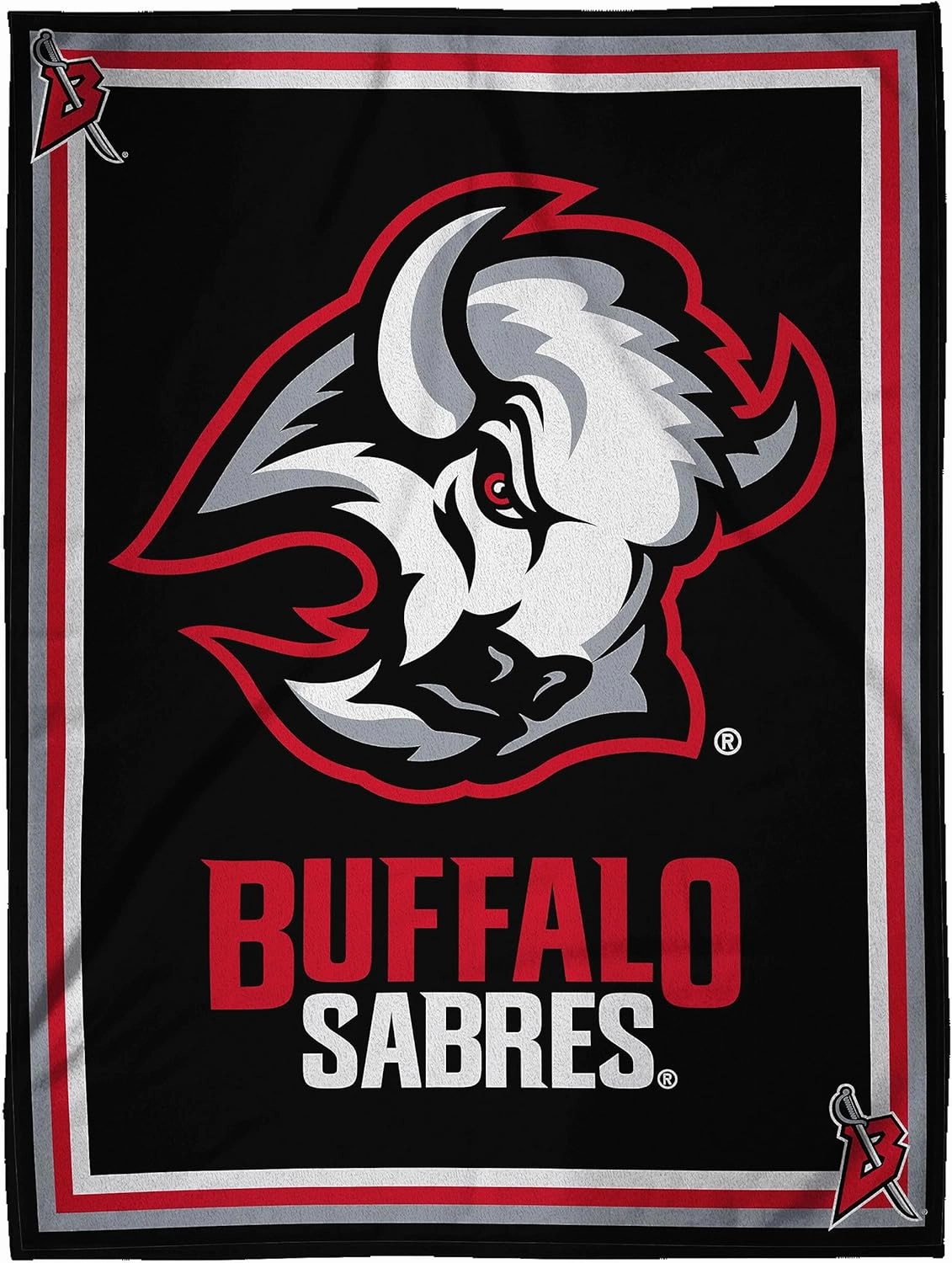 Sleep Squad Buffalo Sabres Goat Head Logo 60 x 80 Raschel Plush Blanket an NHL Super-Soft Throw