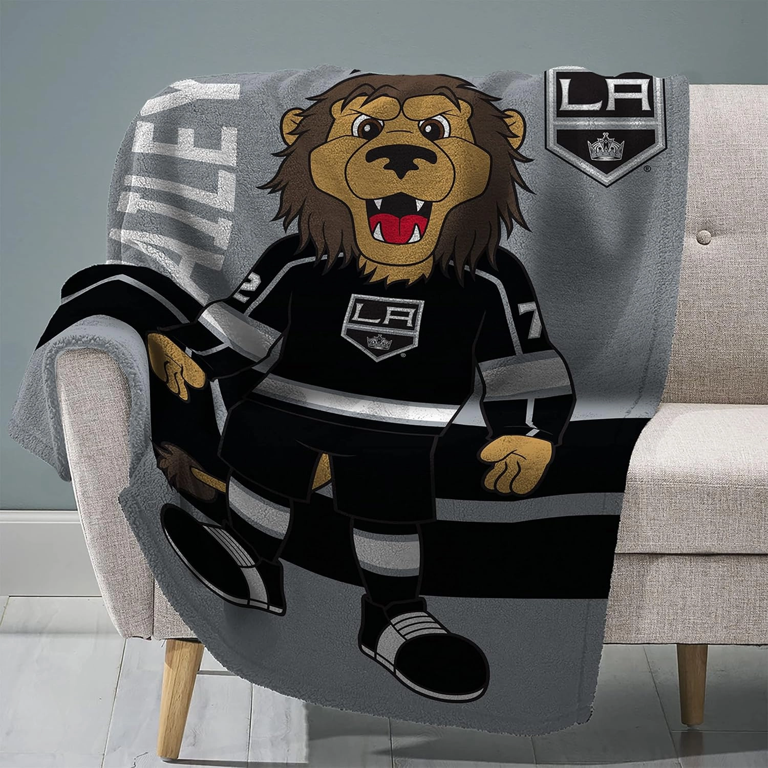 Sleep Squad Los Angeles Kings Bailey 60 x 80 Raschel Plush Blanket an NHL Mascot Super-Soft Throw