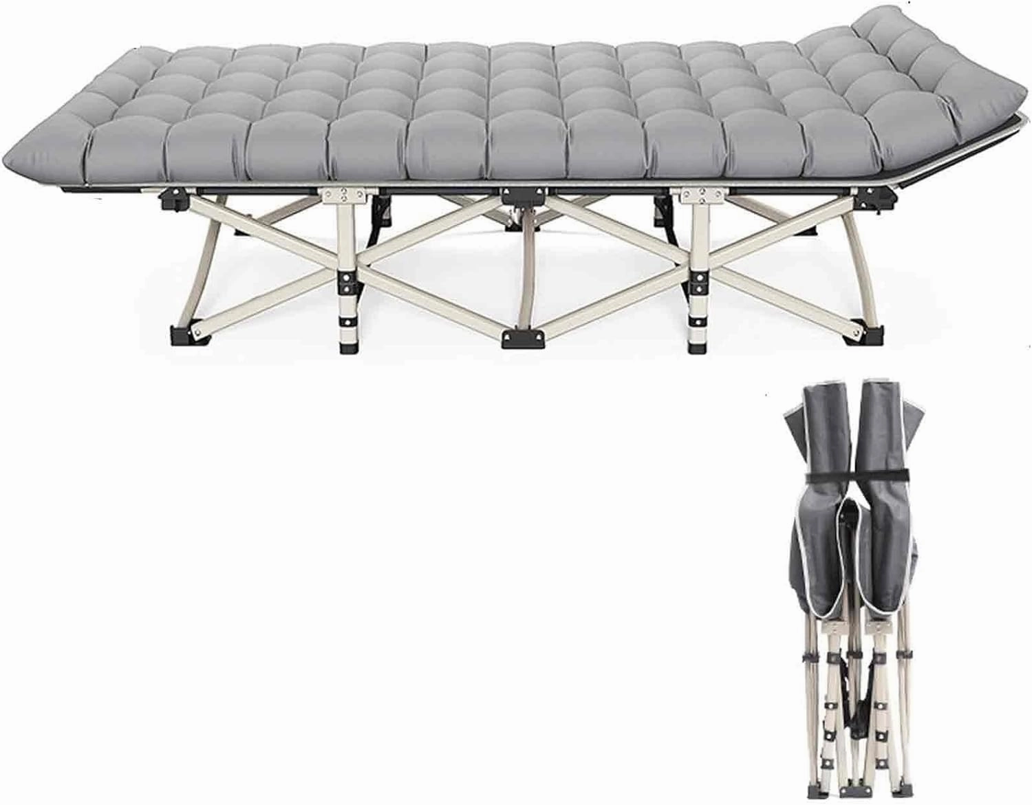Sleeping Cots for Adults with Mattress, Cot for Camping, Folded Bed, Single Office Nap Bed, High-Elastic Cotton, Matte Frosting Process, Ergonomics, Portable Storage, 188x71x31(Gray)