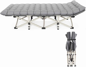 Sleeping Cots for Adults with Mattress, Cot for Camping, Folded Bed, Single Office Nap Bed, High-Elastic Cotton, Matte Frosting Process, Ergonomics, Portable Storage, 188x71x31(Gray)