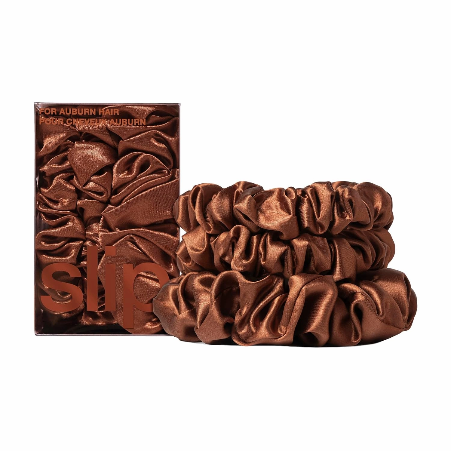 slip Back to Basics Auburn Midi & Large Scrunchie Set | Includes 2 Midi & 1 Large Pure Silk Scrunchies | 100% Mulberry Silk, Anti-Crease, Gentle on Hair, Reduces Breakage | Elegant & Durable
