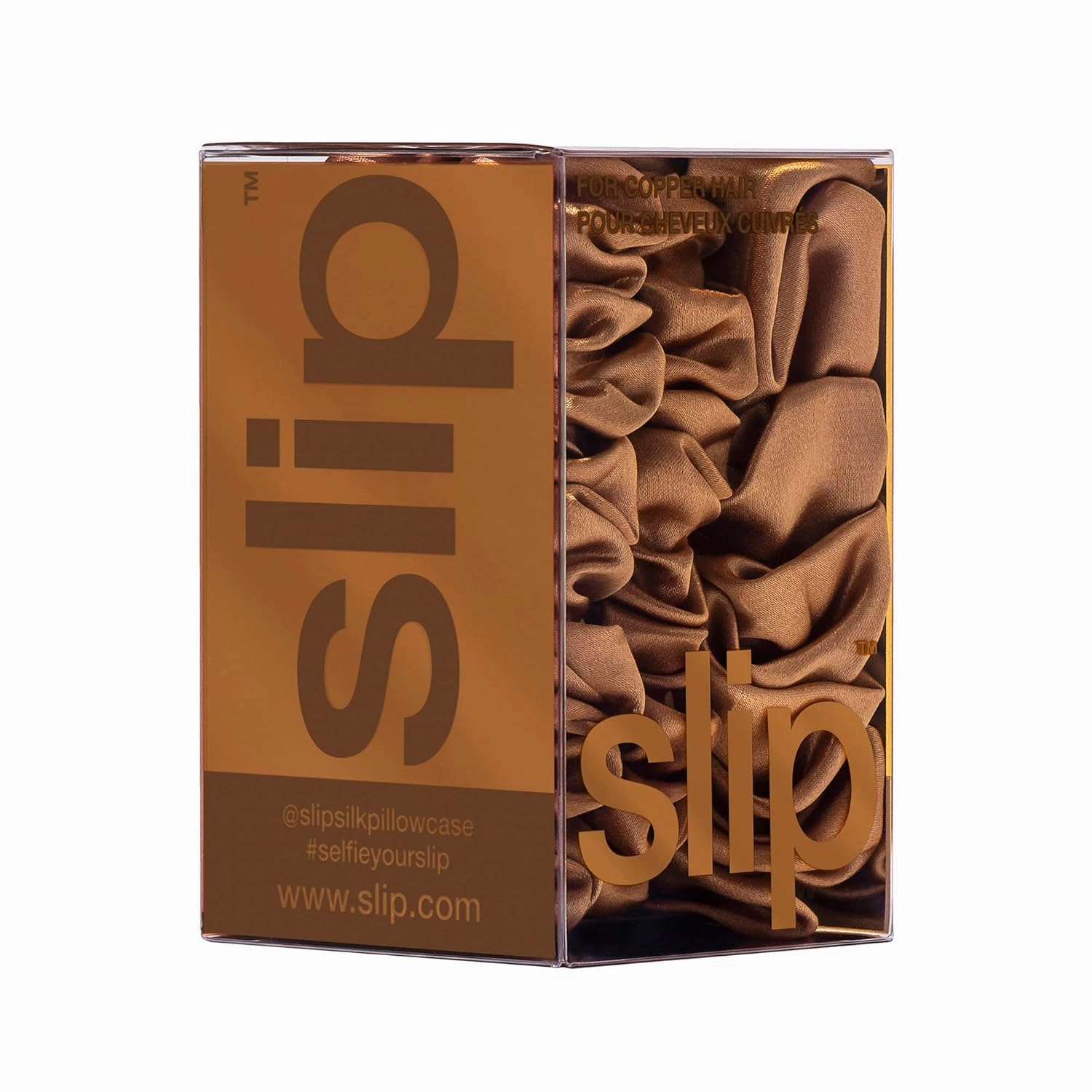 slip Back to Basics Copper Midi & Large Scrunchie Set | Includes 2 Midi & 1 Large Pure Silk Scrunchies | 100% Mulberry Silk, Anti-Crease, Gentle on Hair, Prevents Breakage | Stylish & Durable