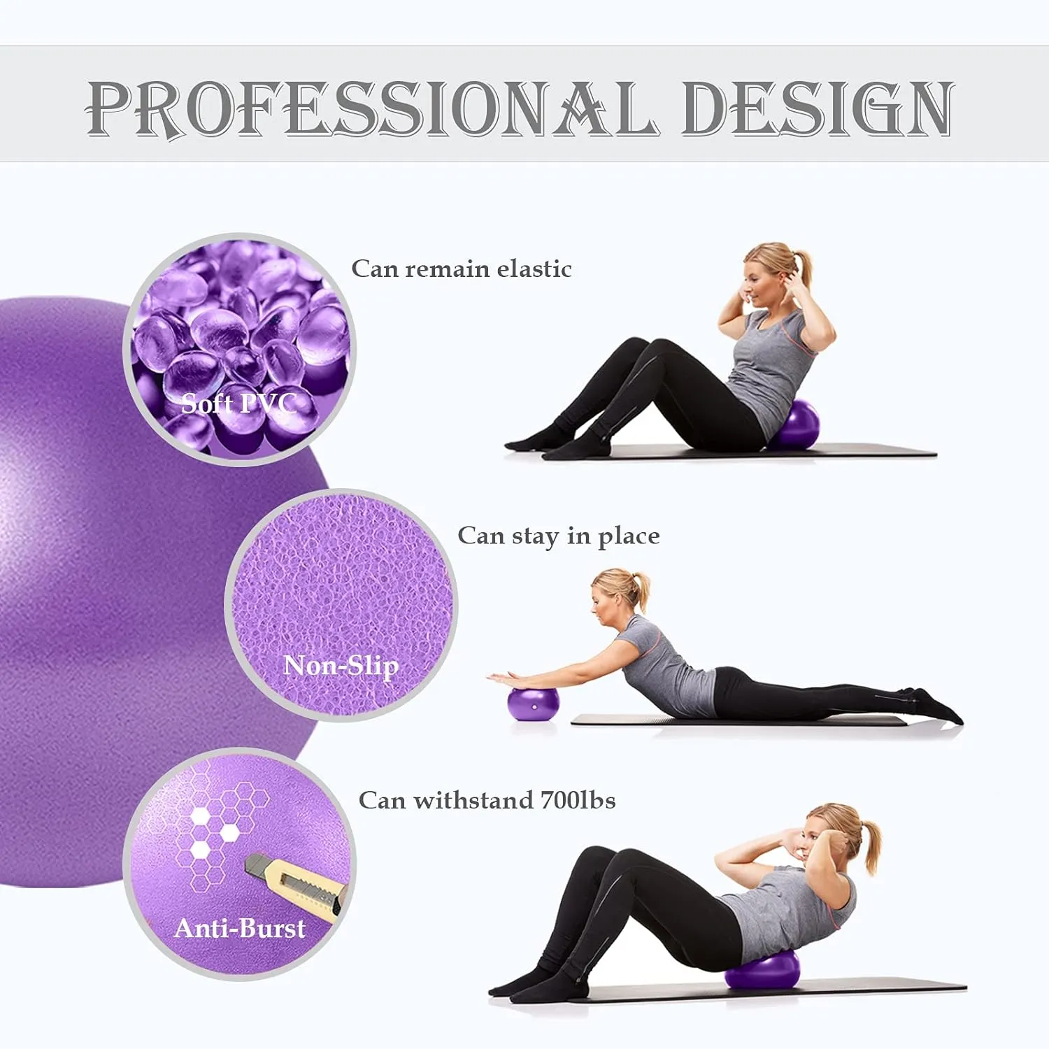 Small Pilates Ball for Therapy Mini Workout Core 9 Inch Small Exercise Mini Bender Pilates, Yoga, Workout, Bender, Core Training and Physical Therapy, Improves Balance