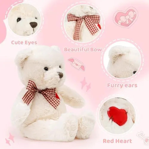 Small Teddy Bear with Heart Cute Brown Teddy Bear Stuffed Animal Soft Stuffed Bear Plush Bear Plushie Toys Gifts for Girlfriend Boyfriend Kid