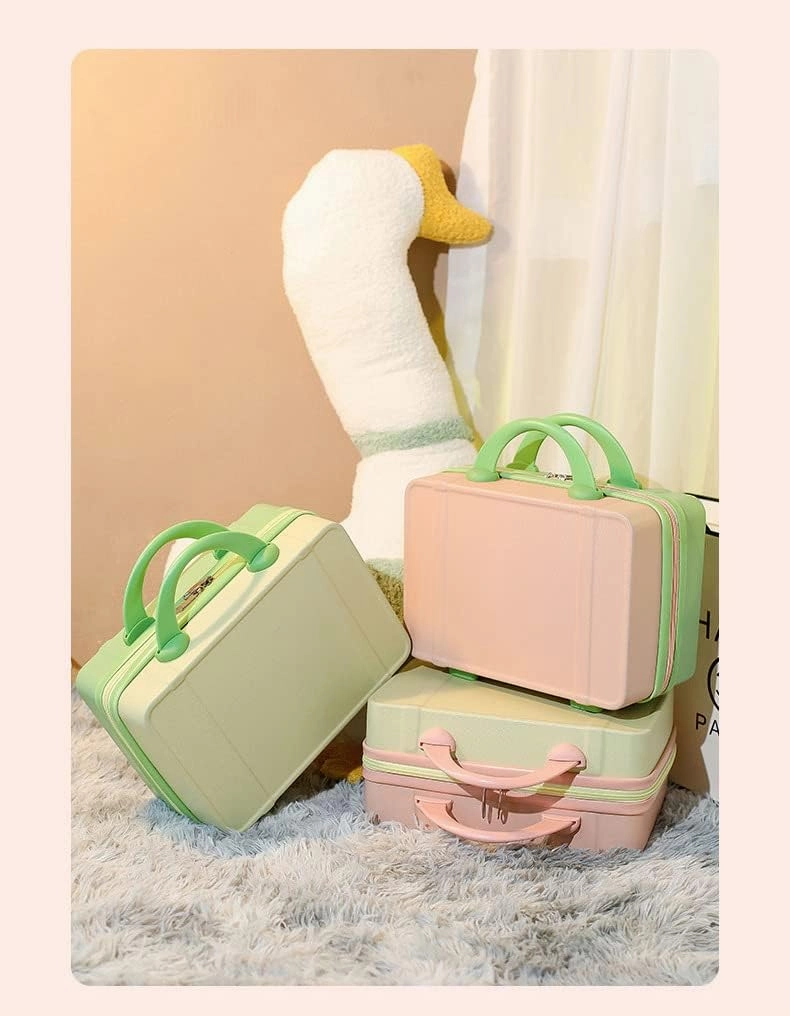 Small fresh suitcase luggage small lightweight retro cosmetic case 14 inch travel case(Fan Yao Yellow,14 inches)