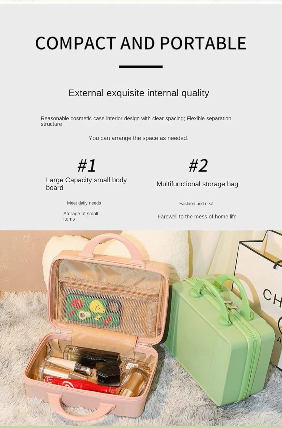 Small fresh suitcase luggage small lightweight retro cosmetic case 14 inch travel case(RED,14 inches)