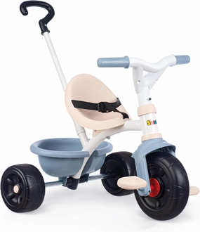Smoby - Be Fun Blue Tricycle - Parental Cane Adjustable up to 95 cm and Removable - Safety Belt - from 15 Months - Made in Spain