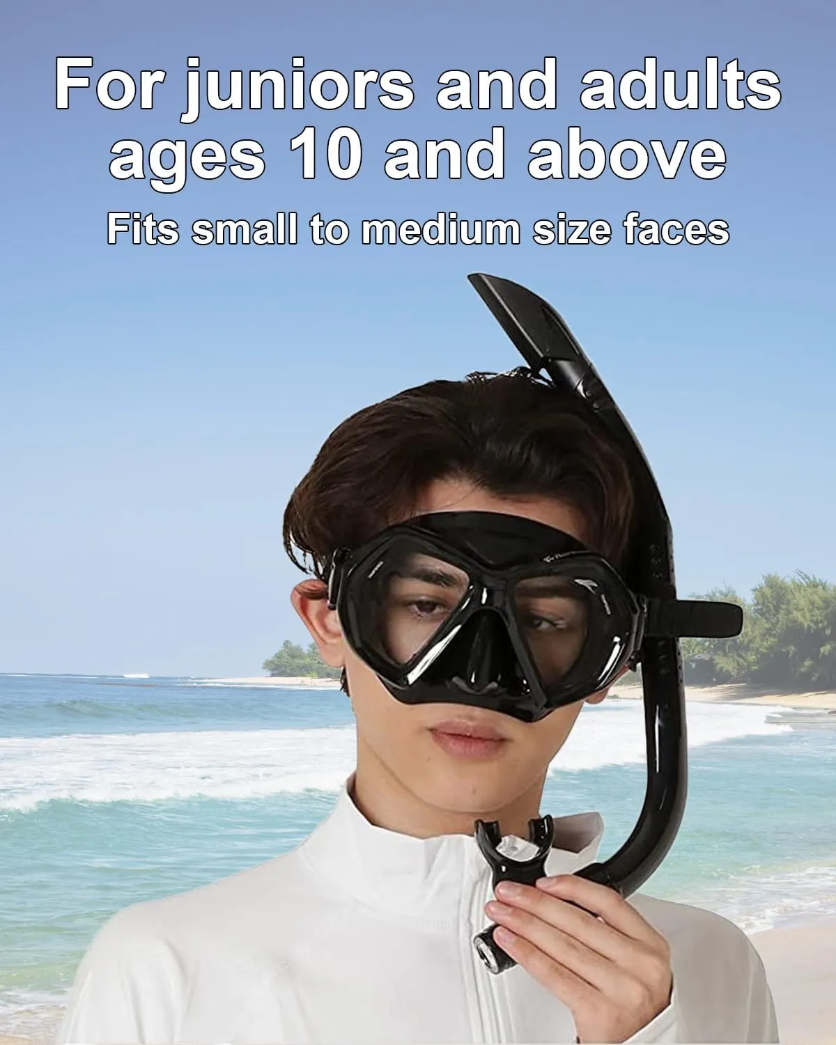 Snorkeling Gear for Adults Age 10 , 2 Window Adult Snorkel Mask & Snorkel Set, Semi-Dry Top, Panoramic Wide View Snorkel Mask, Swimming Diving Mask Diving Package w/Travel Bag RC0107
