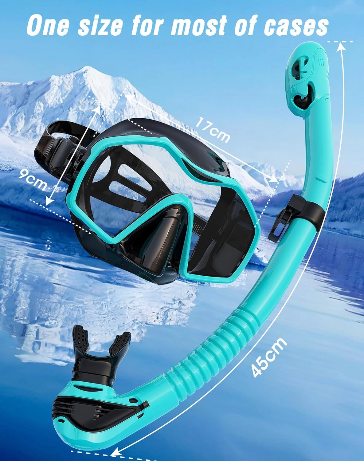 Snorkeling Gear for Adults, Dry Top Snorkel Mask Adult, Snorkel Set with 180°Panoramic Wide View, Anti-Fog Scuba Diving Mask for Snorkeling Swimming Travel