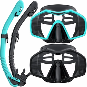 Snorkeling Gear for Adults, Dry Top Snorkel Mask Adult, Snorkel Set with 180°Panoramic Wide View, Anti-Fog Scuba Diving Mask for Snorkeling Swimming Travel