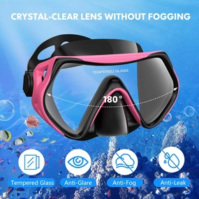 Snorkeling Gear for Adults, Dry-Top Snorkel Set Scuba Diving mask, 180°Panoramic Wide View Professional Snorkeling Gear Breathing Freely Snorkel Mask