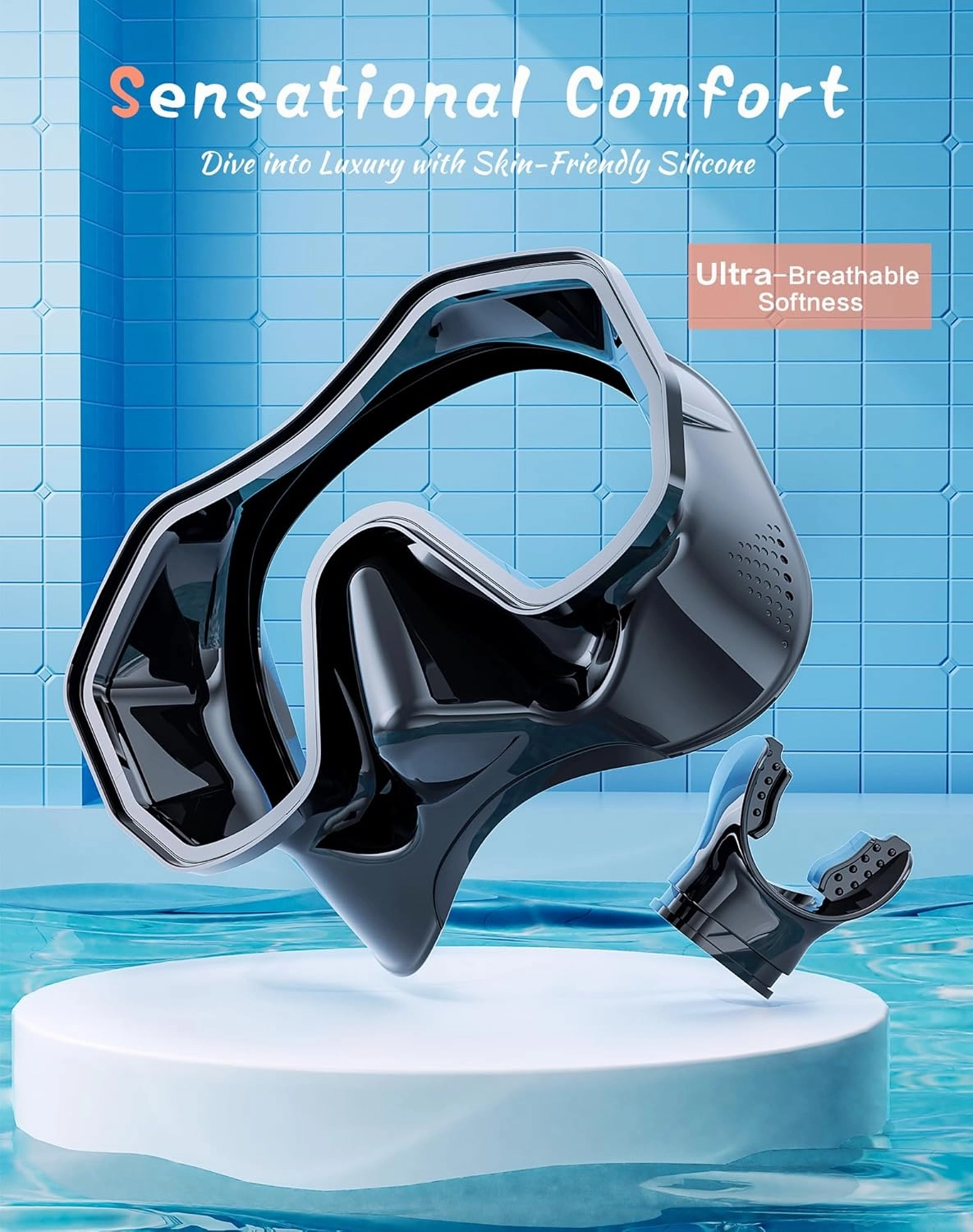 Snorkeling Gear for Adults Kids, Dry-Top Snorkel Set, 180°Panoramic Wide View Diving Mask Breathing Freely Snorkel Mask for Snorkeling Scuba Diving Swimming Travel