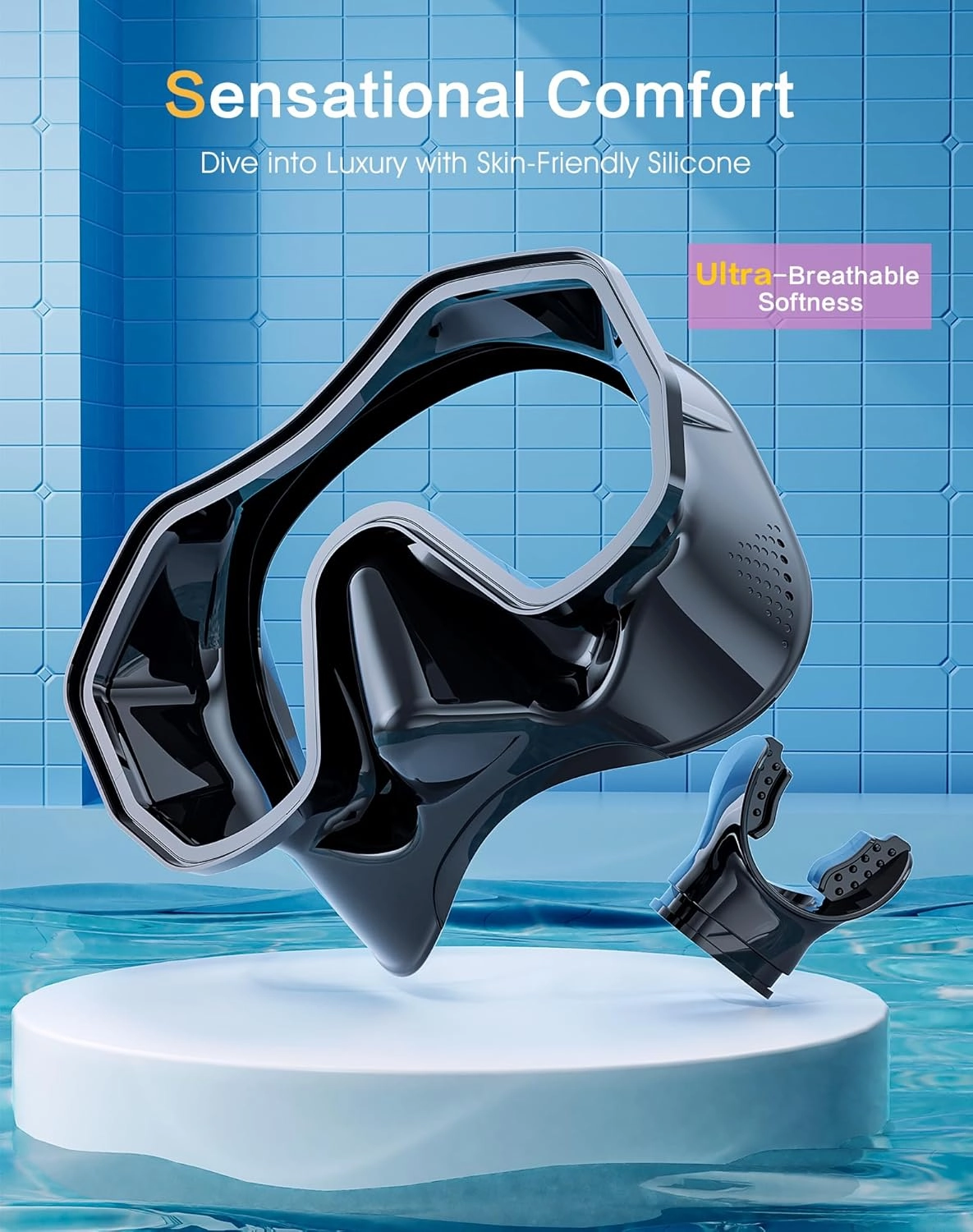 Snorkeling Gear for Adults Kids, Dry-Top Snorkel Set, 180°Panoramic Wide View Diving Mask Breathing Freely Snorkel Mask for Snorkeling Scuba Diving Swimming Travel