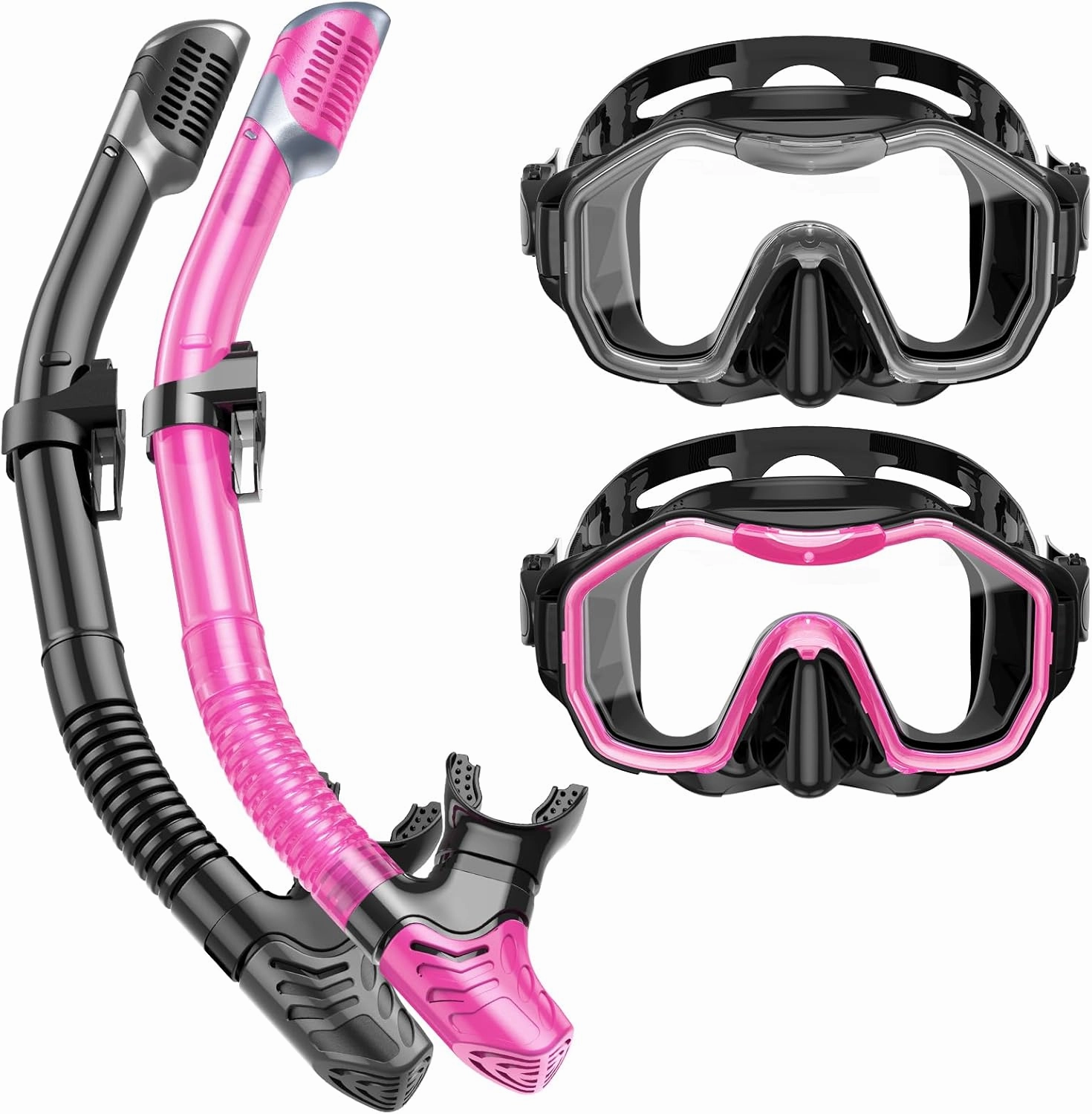 Snorkeling Gear for Adults Kids, Dry-Top Snorkel Set, 180°Panoramic Wide View Diving Mask Breathing Freely Snorkel Mask for Snorkeling Scuba Diving Swimming Travel