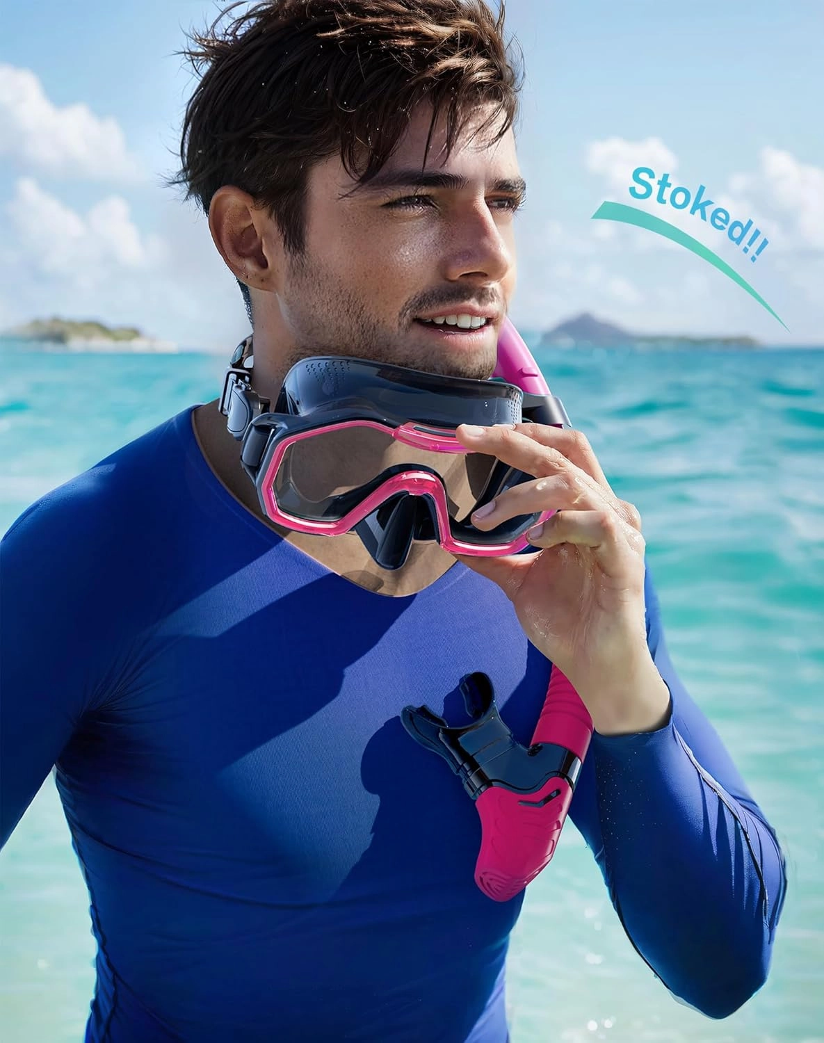 Snorkeling Gear for Adults Kids, Dry-Top Snorkel Set, 180°Panoramic Wide View Diving Mask Breathing Freely Snorkel Mask for Snorkeling Scuba Diving Swimming Travel