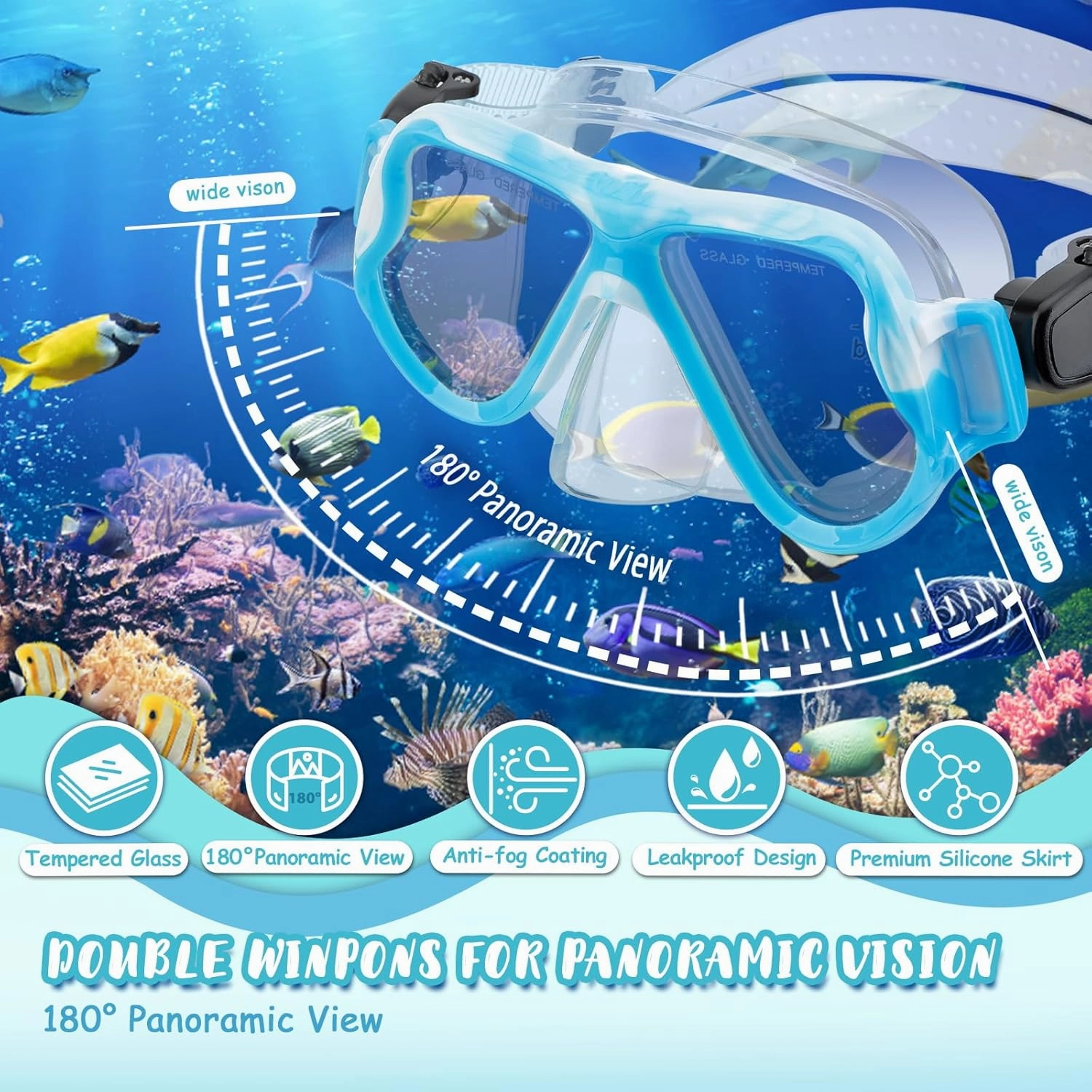 Snorkeling Gear for Kids Ages 6-14, 4 in 1 Kids Mask Fins Snorkel Set with Panoramic View Anti Fog Mask, Dry Top Snorkel, Trek Fins and Travel Bag, Kids Snorkel Set for Youth Teens Junior