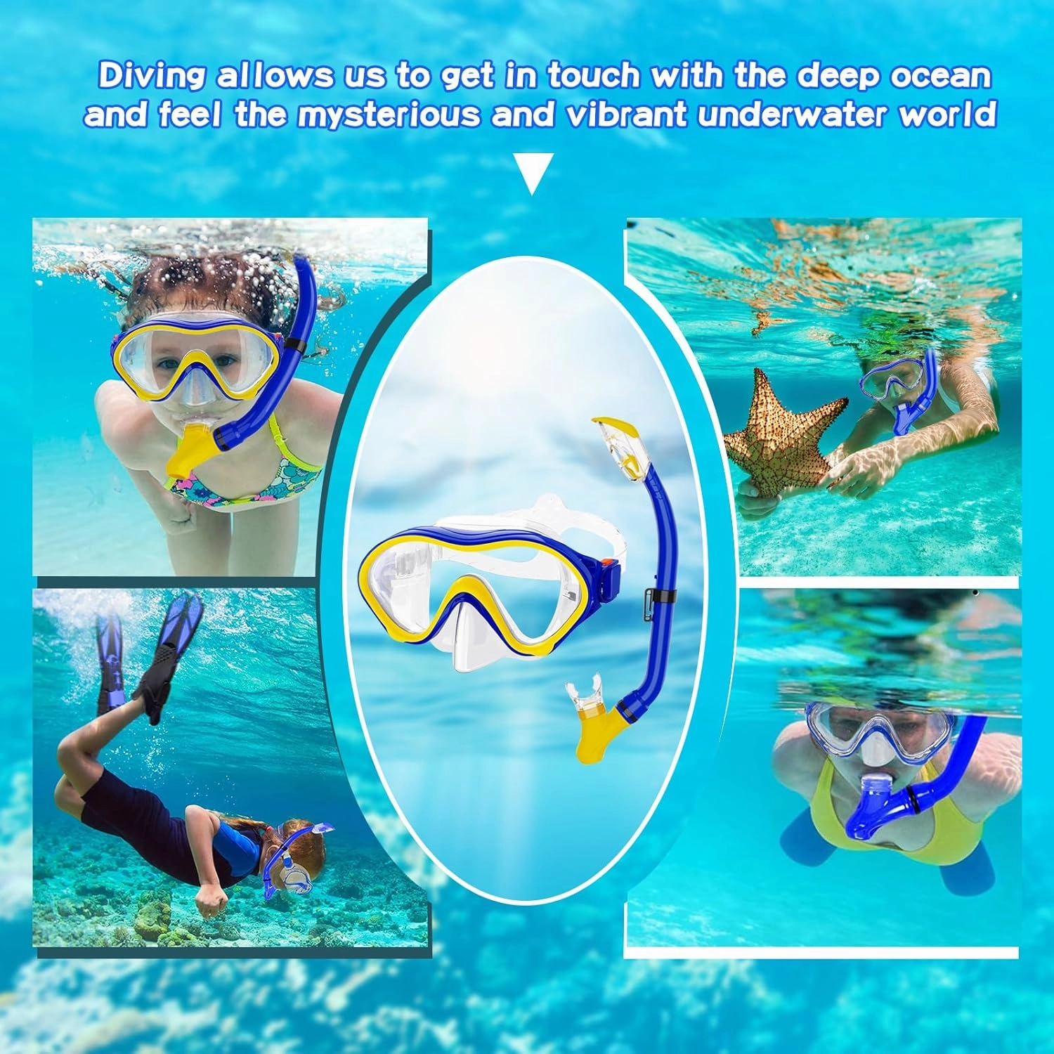 Snorkeling Gear for Kids with Foldable Silicone Full Dry Snorkel, Kids Snorkel Set Anti Leak Youth Junior Snorkeling Package Diving Mask Soft Tube with Mesh Bag Scuba Swimming Goggles