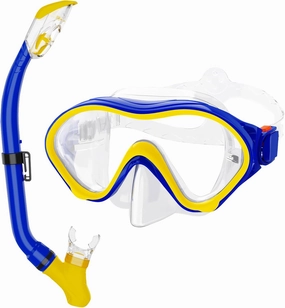 Snorkeling Gear for Kids with Foldable Silicone Full Dry Snorkel, Kids Snorkel Set Anti Leak Youth Junior Snorkeling Package Diving Mask Soft Tube with Mesh Bag Scuba Swimming Goggles
