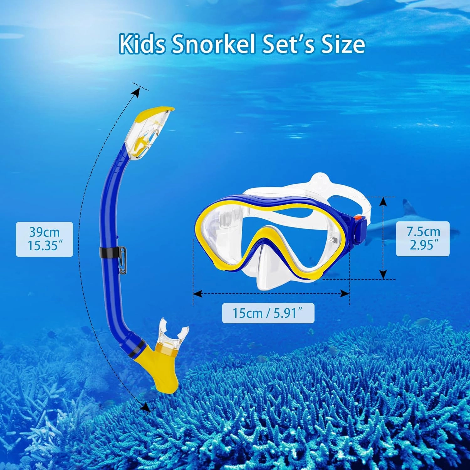 Snorkeling Gear for Kids with Foldable Silicone Full Dry Snorkel, Kids Snorkel Set Anti Leak Youth Junior Snorkeling Package Diving Mask Soft Tube with Mesh Bag Scuba Swimming Goggles