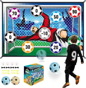 Soccer Ball Game Mat Set, Soccer Ball Indoor Target Toss Party Game, Sports Toys and Gift for Kids Boys Girls for 3 4 5 6 7 8 Year Old Boy Toys Birthday Christmas