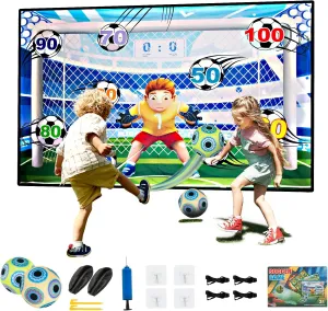 Soccer Game Mat Set for 3 4 5 6 7 8 Years Old Kids Toddler, Outdoor Backyard Indoor Mini Soccer Toss Toys, with 2 Velcro Soccer Balls Boys Girls Training Goals Birthday Gifts