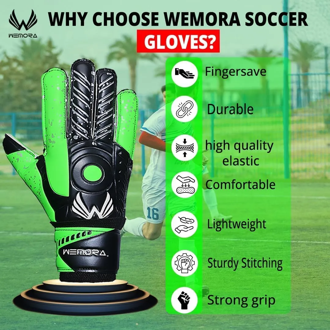 Soccer Goalie Gloves Fingersave for Kids Youth Adults with 7.5MM Strong Grip Palm Flexible Finger Spines Goalkeeper Gloves