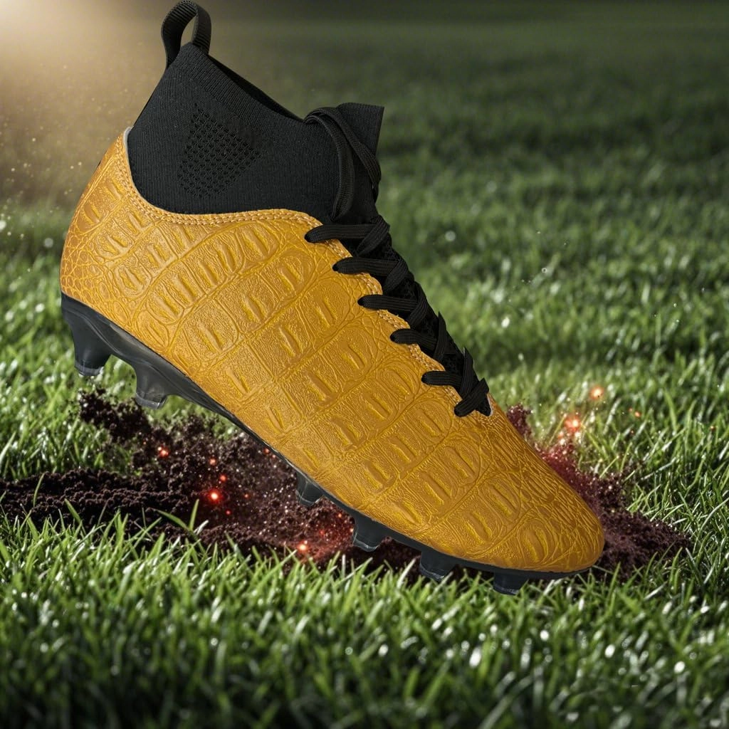 Soccer Cleats High-Top Outdoor Non-Slip Football Shoes Protection Lightweight for Firm Ground Training Breathable Fit (Size 6-13)
