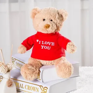 Soft And Cute Teddy Bear Stuffed Animals Plush Toy I Love You Teddy Bear with Removable T-Shirt Gift for Kids, 11"