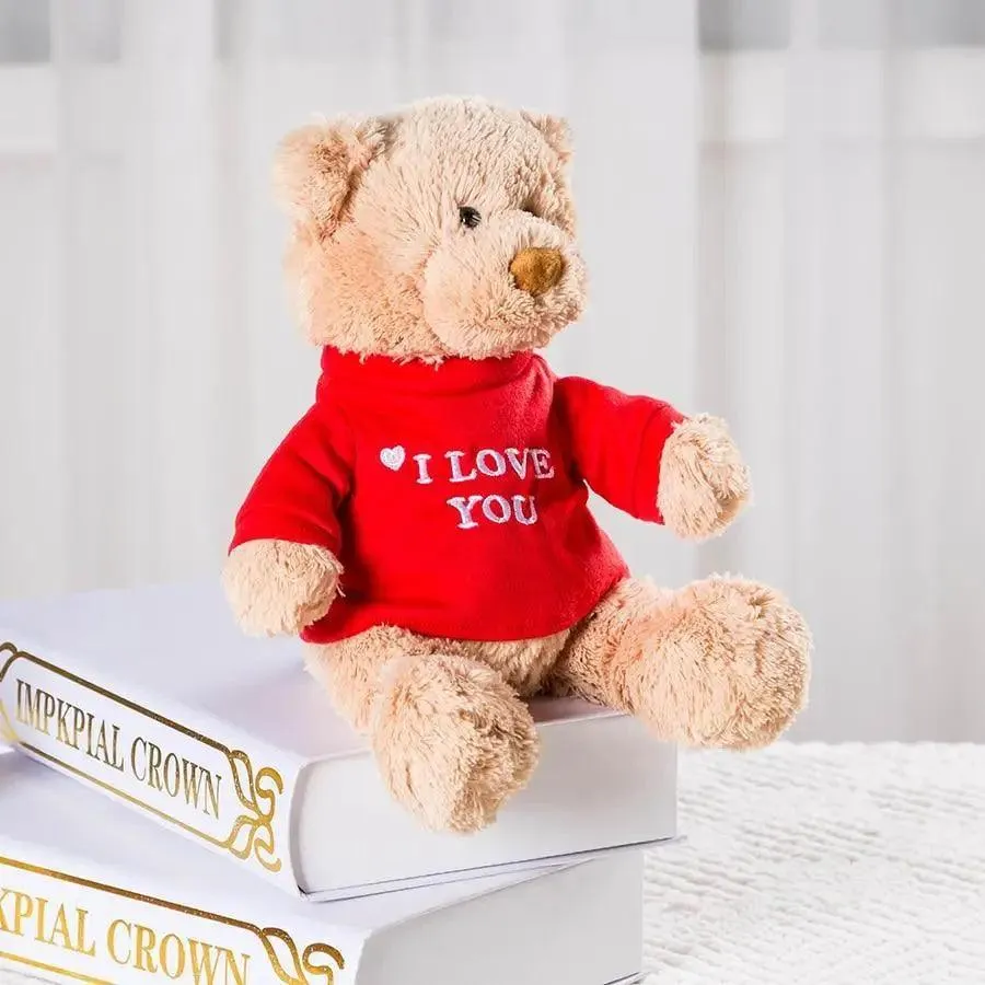 Soft And Cute Teddy Bear Stuffed Animals Plush Toy I Love You Teddy Bear with Removable T-Shirt Gift for Kids, 11"