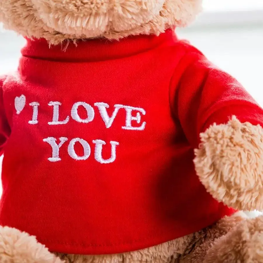 Soft And Cute Teddy Bear Stuffed Animals Plush Toy I Love You Teddy Bear with Removable T-Shirt Gift for Kids, 11"