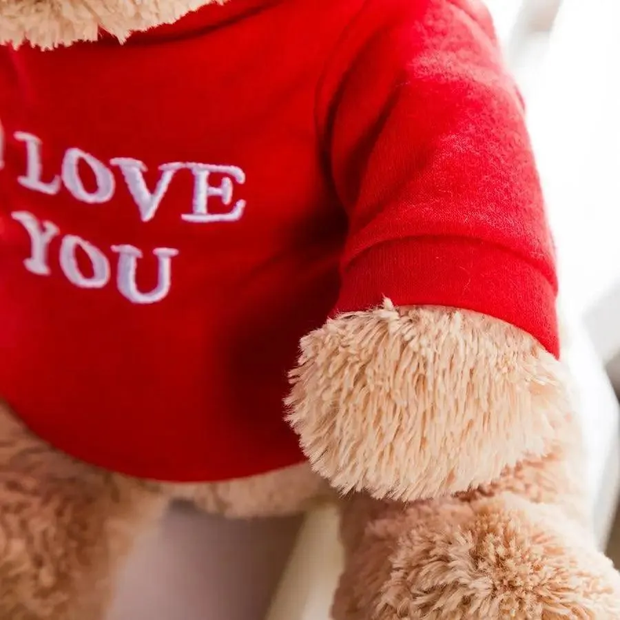 Soft And Cute Teddy Bear Stuffed Animals Plush Toy I Love You Teddy Bear with Removable T-Shirt Gift for Kids, 11"