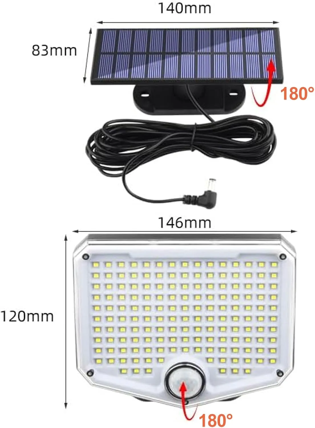 Solar Lights Outdoor, 180°Beam Angle Cool White Security Lights,Solar Powered Motion Sensor Lights Outside with Remote Control, Waterproof Flood Light for Wall, Porch, Patio,Yard,Garage,2 Pack