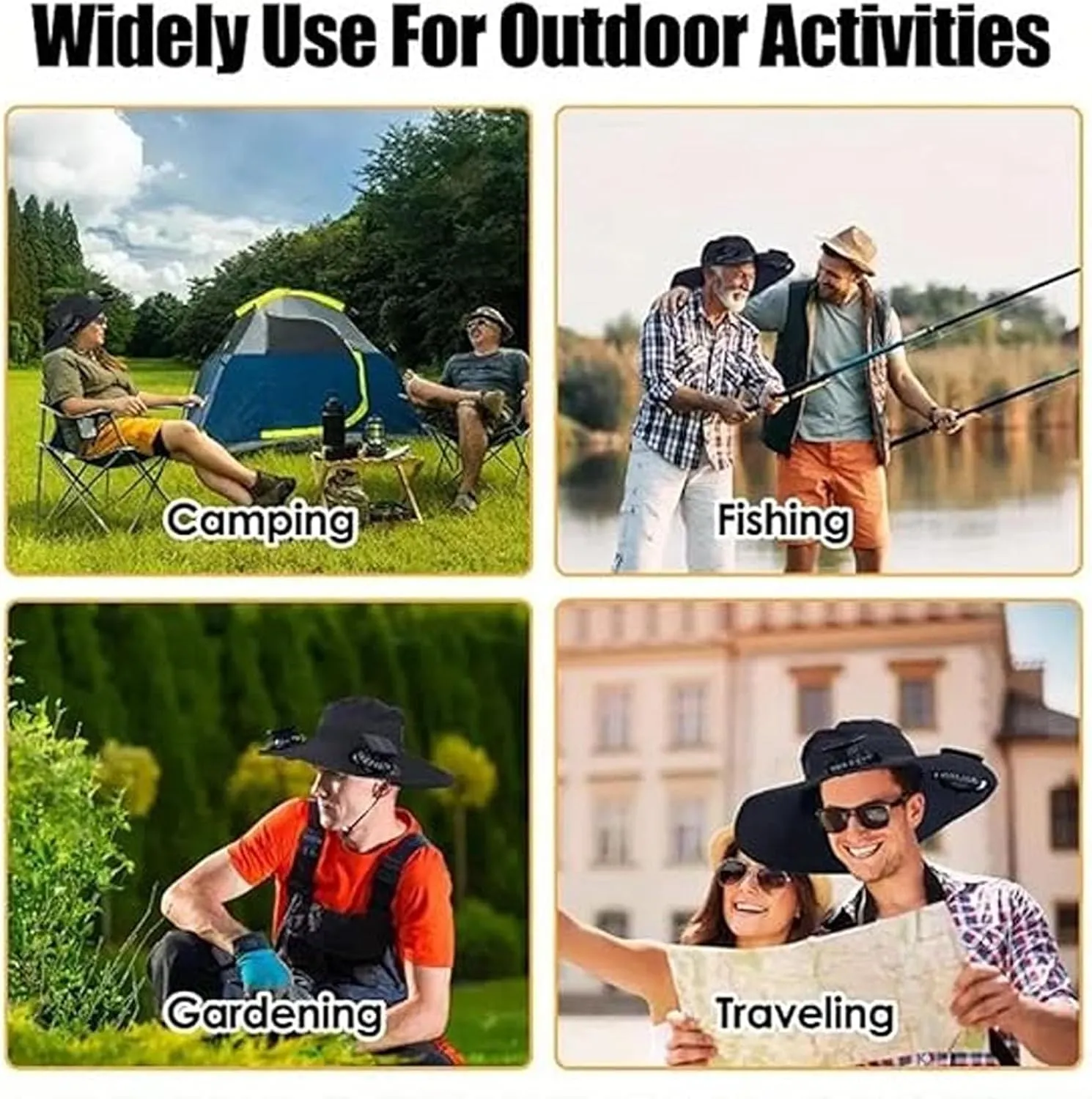 Solar Powered Outdoor Fishing Hat - Solar Powered Hat Fan, Sombrero Con Ventilador, Wide Brim Sun Hats for Men with 2 Fans