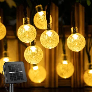 Solar String Lights Outdoor 60 LED 36FT with 8 Lighting Modes, Waterproof Solar Powered Crystal Globe Patio Lights for Garden Yard Porch Wedding Party Decor (Warm White)
