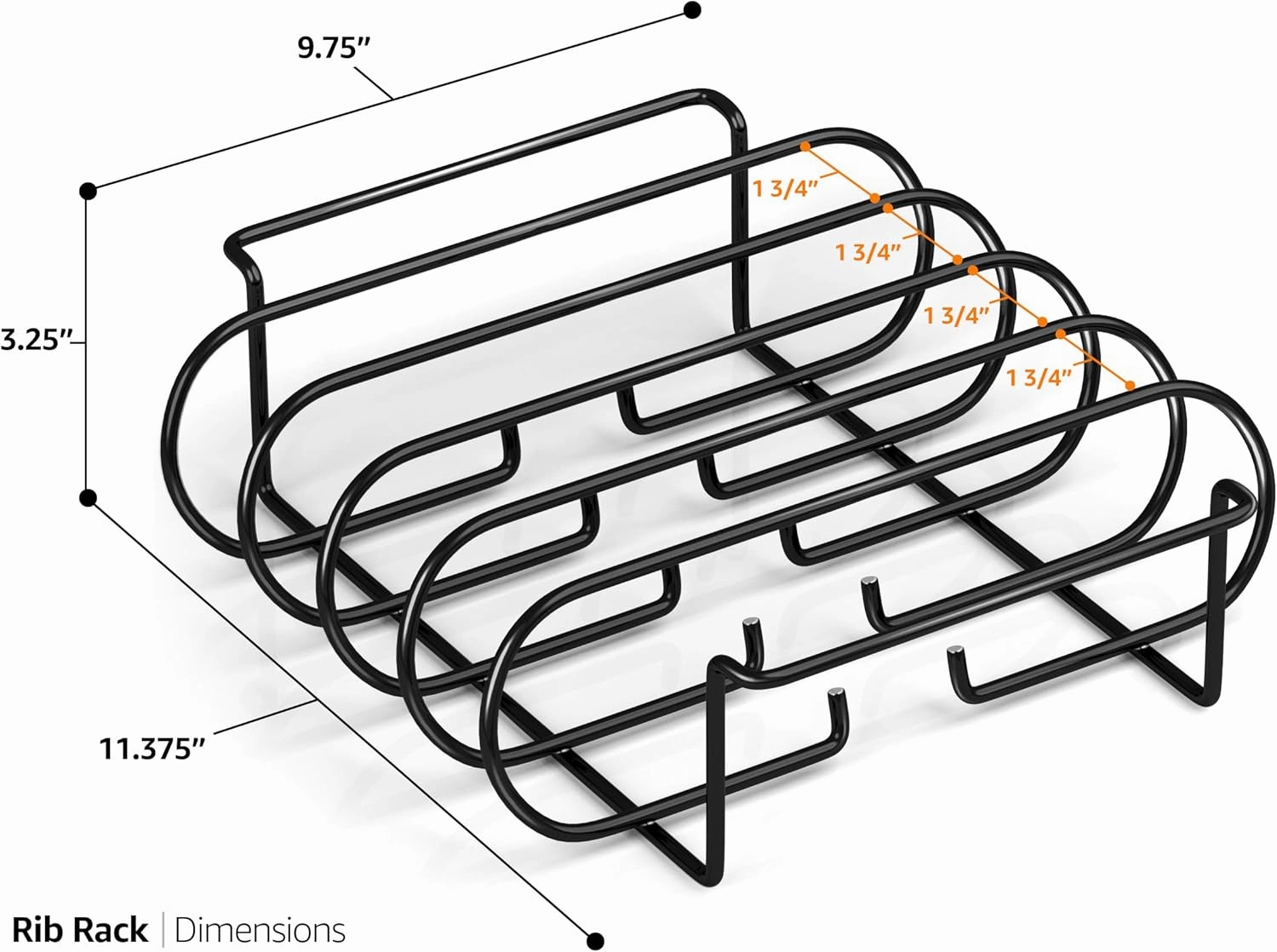 Sorbus® Non-Stick Rib Rack - Porcelain Coated Steel Roasting Stand – Holds 4 Rib Racks for Grilling & Barbecuing - Perfect BBQ Accessories for Smoker and Grill - Durable and Convenient Design (Black)