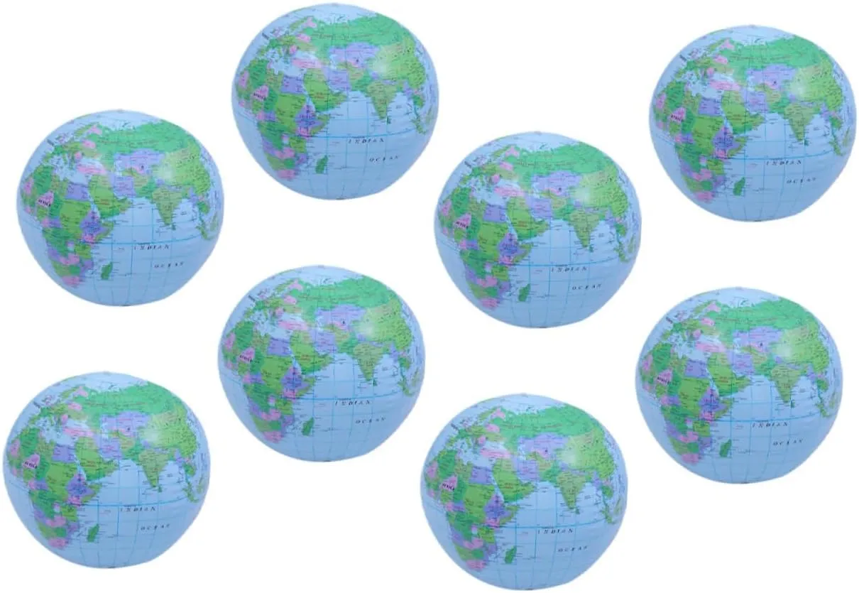 Sosoport 8pcs Inflatable Beach Balls Globe Shaped Pool for Play Lightweight and Easy to Deflate for Summer Fun and Educational Use