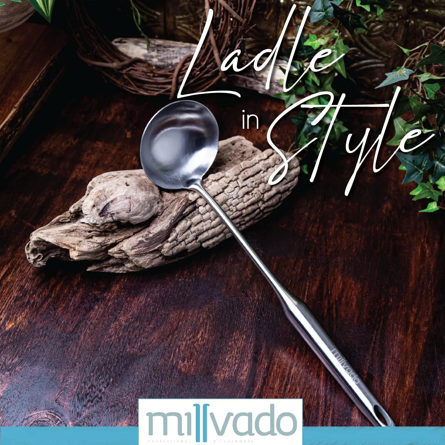 Soup Ladle, Stainless Steel Ladle, 15" Ladles for Serving or Cooking, Dishwasher Safe, Heavy Duty Durable Metal, Kitchen Ladel
