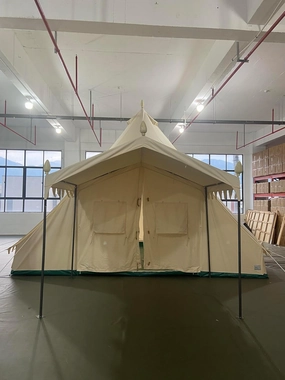Spacious 19.68 * 13.1ft Canvas Tent for Family Camping, 4 Seasons with 8.53ft Porch, Durable Cotton Design