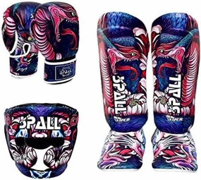 Spall Pro US Boxing Training Set – Viper Style Synthetic Leather Boxing Gloves with Boxing Gear Shin Instep , MMA Training with Shin Pads for Kids Adults, Martial Arts ion Set