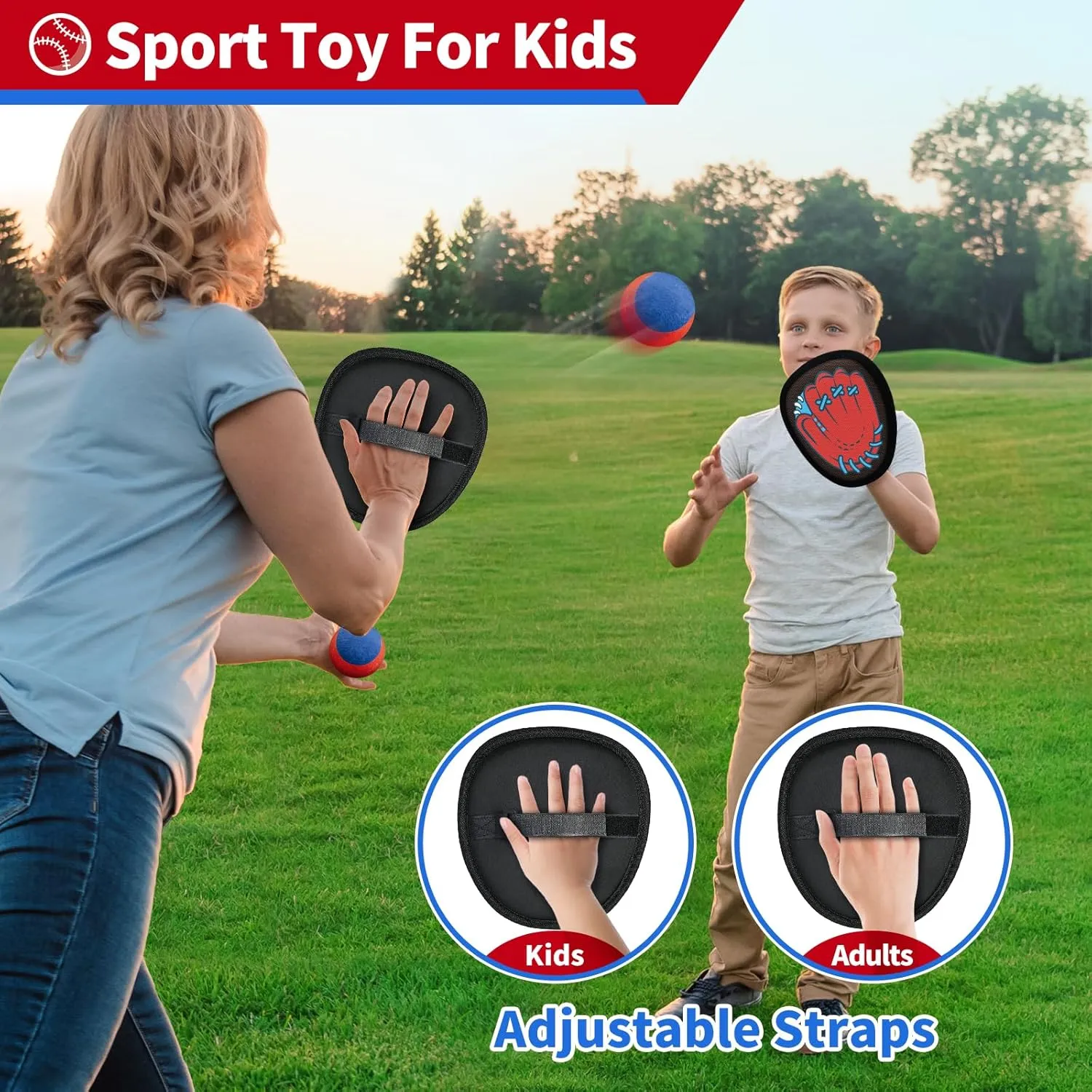 SpringFlower 4 Pack Catch and Toss Game, Toddler Catch Ball Game Set, Kids Baseball Beach Outdoor Pool Game Toy for Kids, Boys & Girls Toy for Kids Toddlers, Fun Idea Gift
