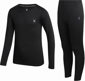 Spyder Kids Thermal Underwear Set - 2 Piece Brushed Back Fleece Lined Long Johns Base Layer Set for Boys and Girls (4-18)