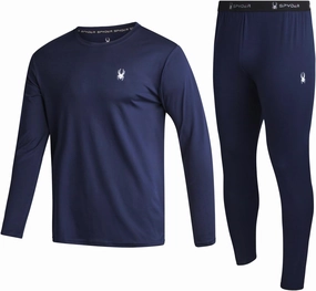 Spyder Men's Thermal Underwear Set - 2 Piece Brushed Back Fleece Lined Long Johns Base Layer Set for Men (Sizes: S-XL)