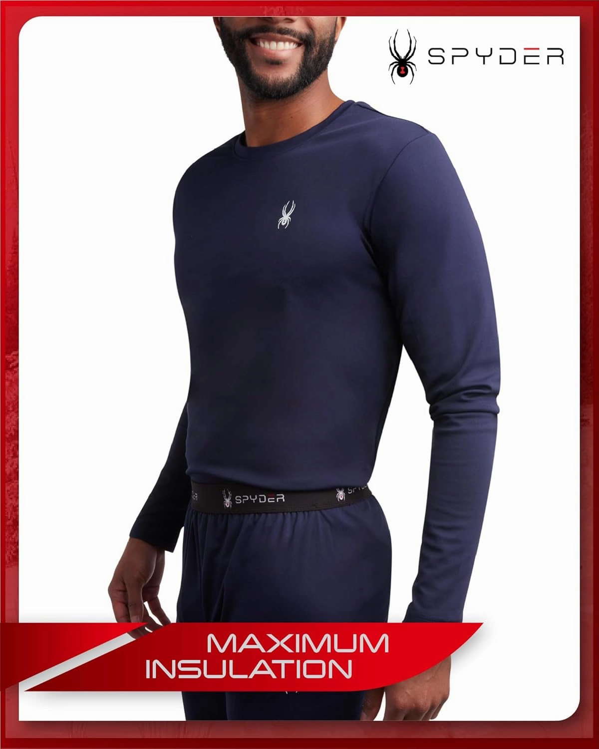 Spyder Men's Thermal Underwear Set - 2 Piece Brushed Back Fleece Lined Long Johns Base Layer Set for Men (Sizes: S-XL)