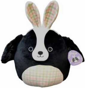 Squishmallows Nathaniel The Black Dog with Easter Bunny Ears Plush - 12-Inch Ultra-Soft Spandex & Polyester Fill Plush Toy - Official Kellytoy Plush - Easter-Themed Dog Toy