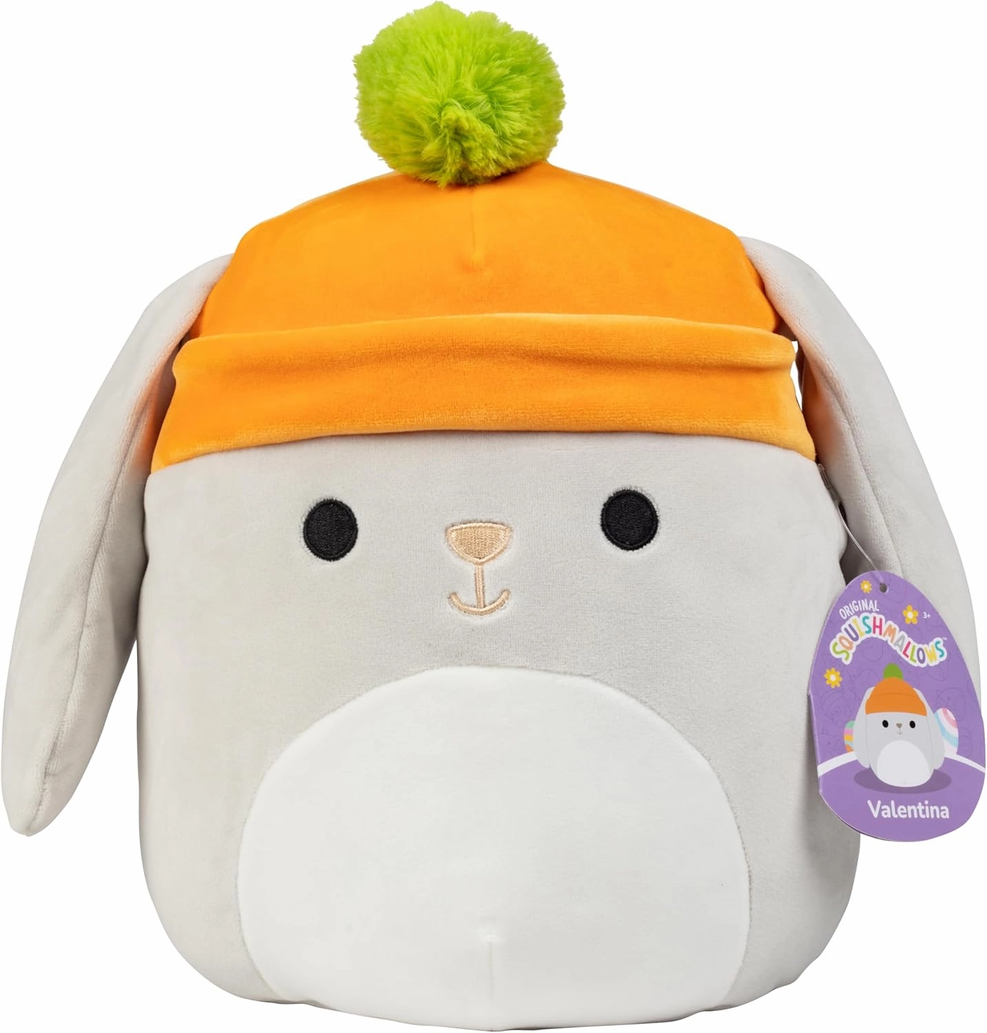 Squishmallows Original 10-Inch Valentina The Grey Bunny - Official Jazwares Plush - Collectible Soft & Squishy Bunny Stuffed Animal Toy - Add to Your Squad - Gift for Kids, Girls & Boys
