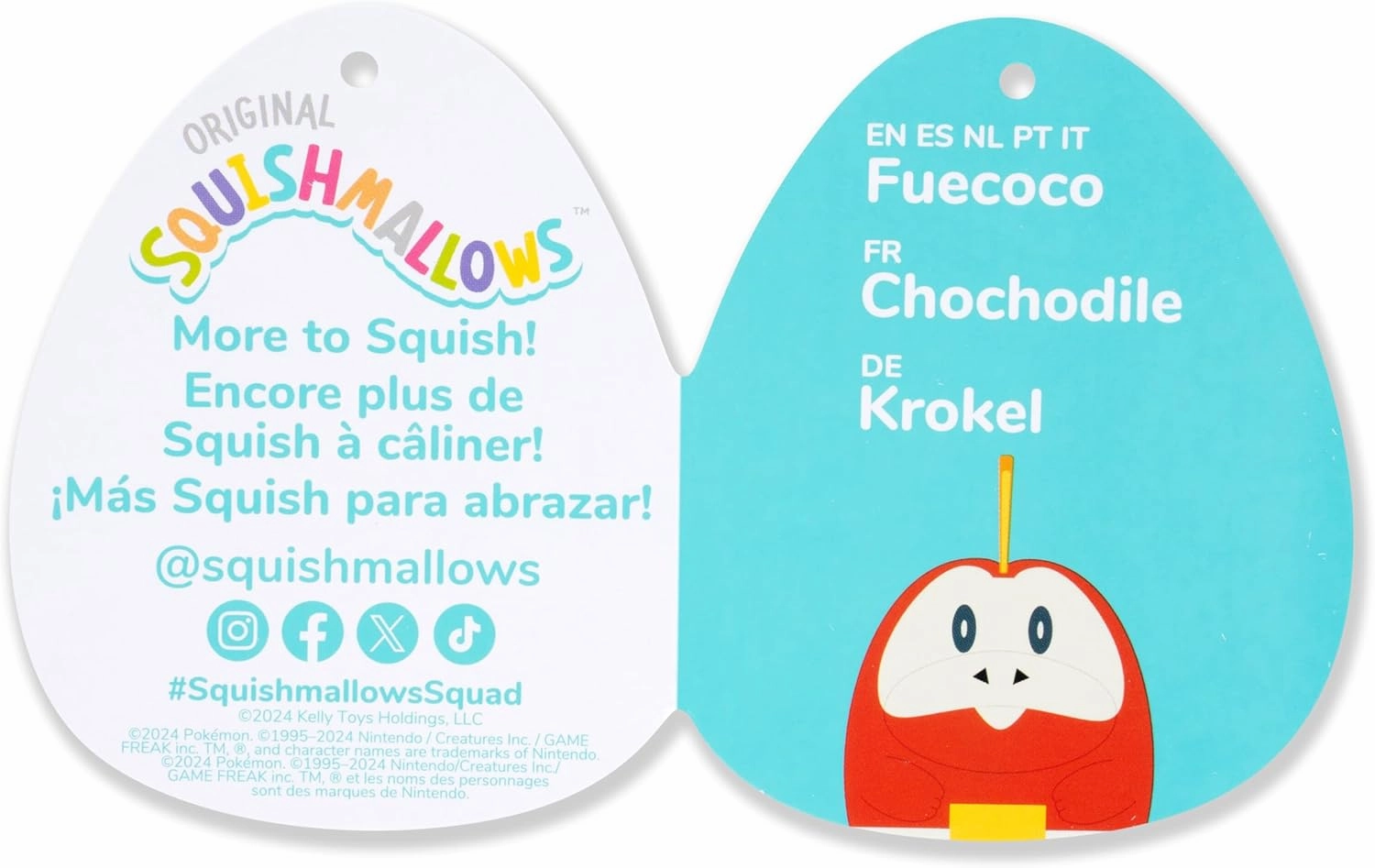 Squishmallows Original 14-Inch Fuecoco Pokémon Plush - Ultrasoft Official Jazwares Plush (Large)